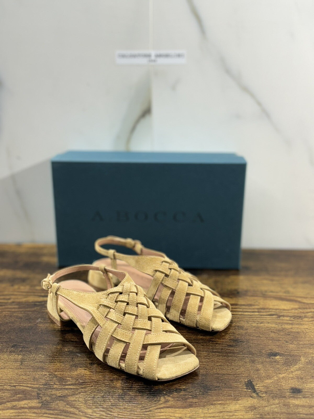 A.Bocca Sandalo Donna Pelle Suede Beige Luxury Woman Sandal A.Bocca 36