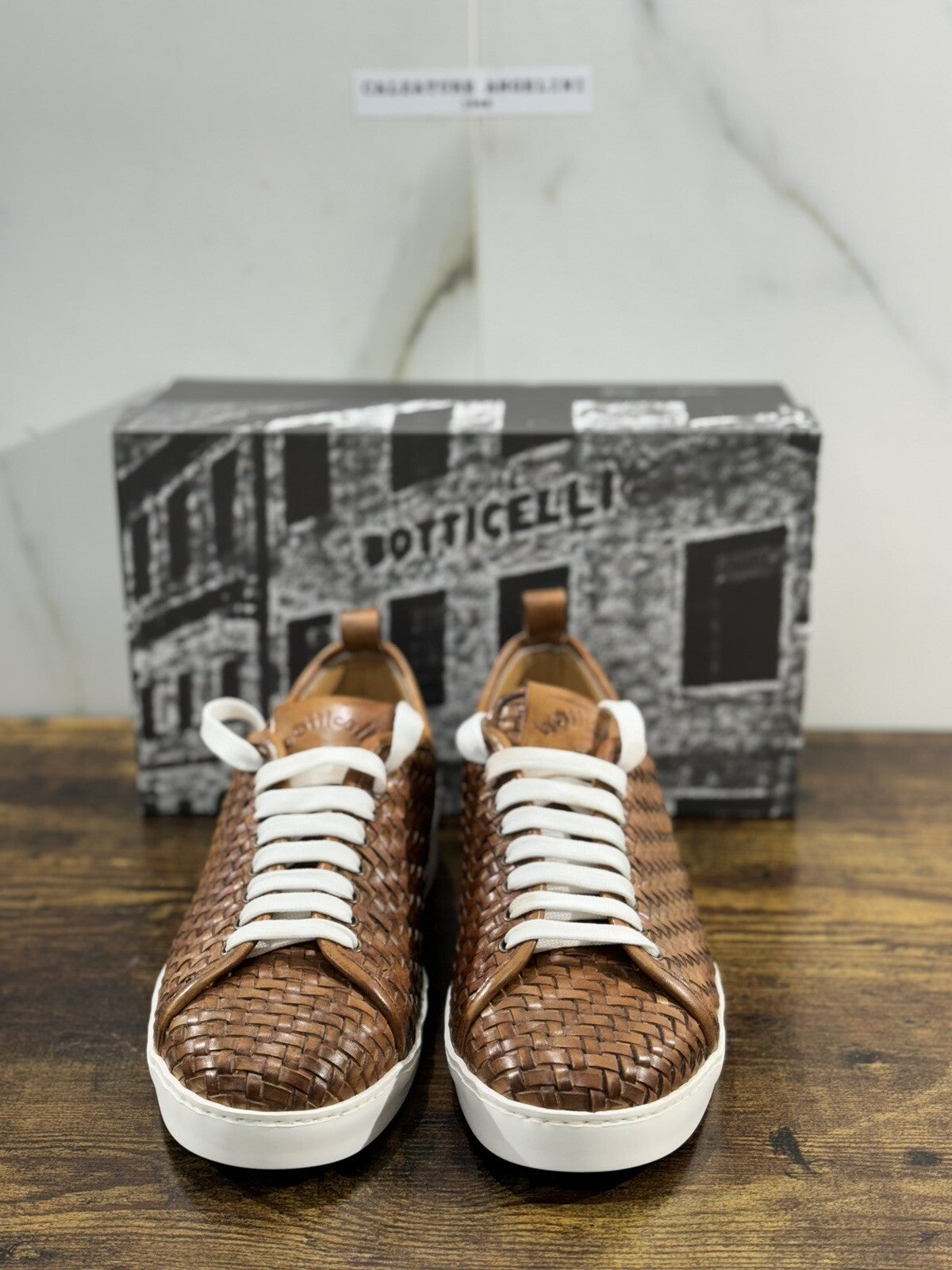 Roberto Botticelli Sneaker Uomo Pelle Intrecciata A Mano Gomma Made In Italy 40