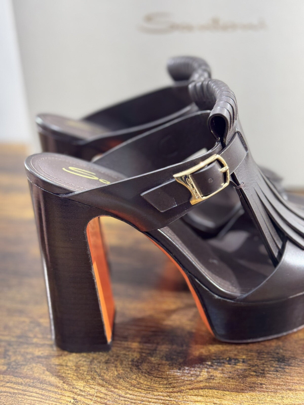 Santoni Sandalo Donna In Pelle Marrone Super Soft Luxury Woman Shoe 37