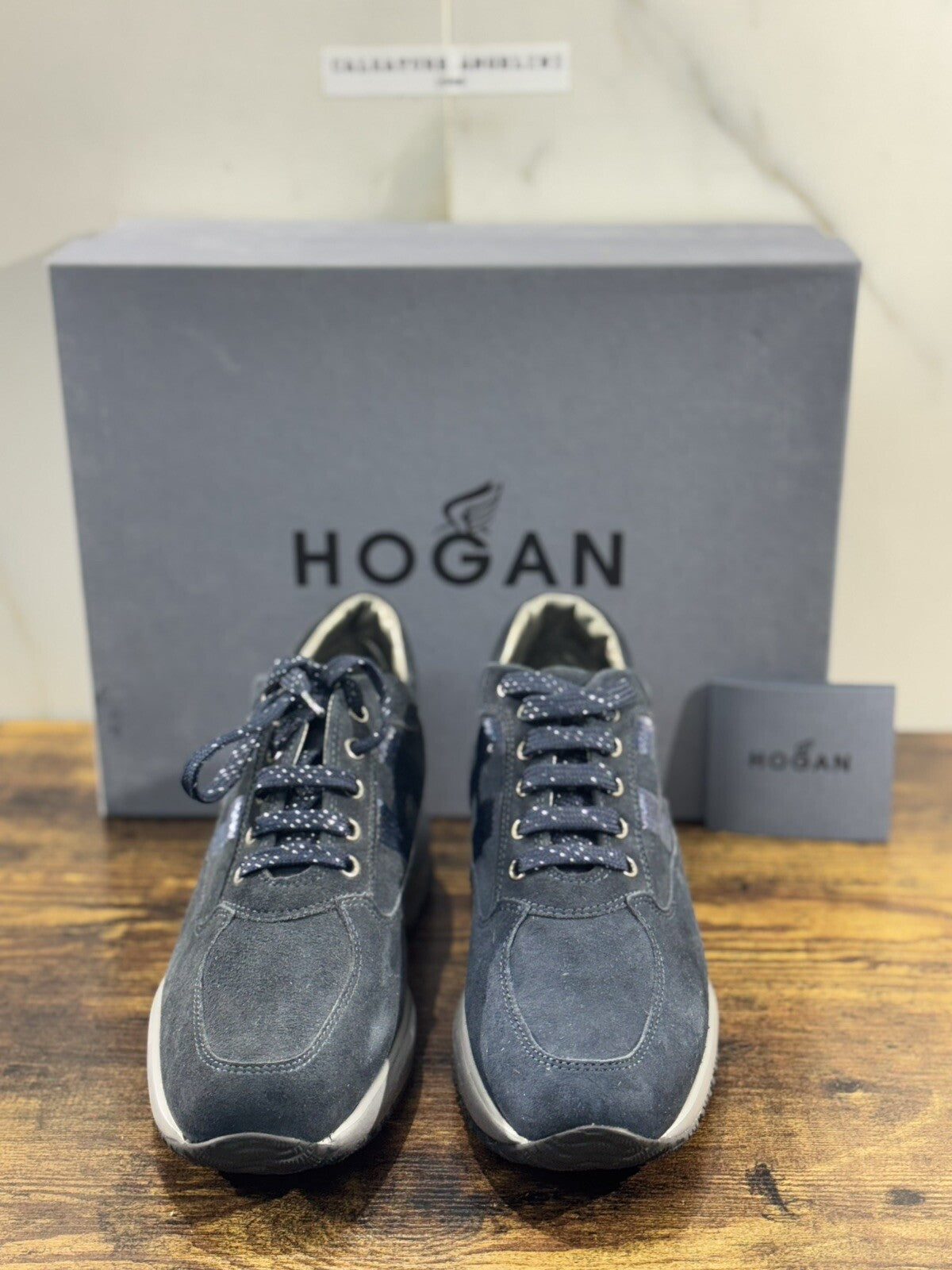 Hogan Interactive Donna Sneaker Suede Blu Micropaiettes Luxury Hogan Woman 39