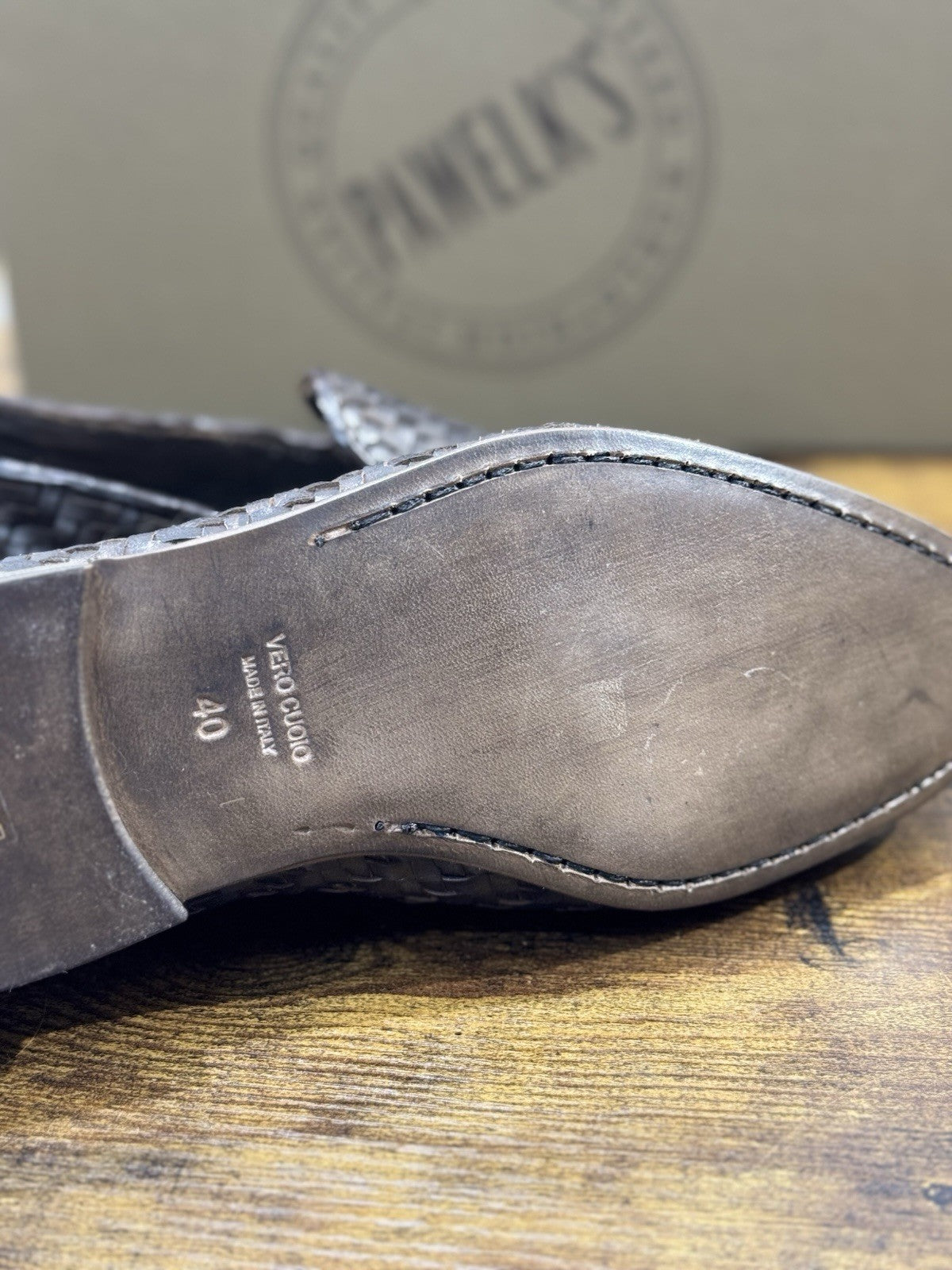 Pawelk’s Mocassino Pelle Brandy Hand Made In Italy Intrecciato Uomo 40