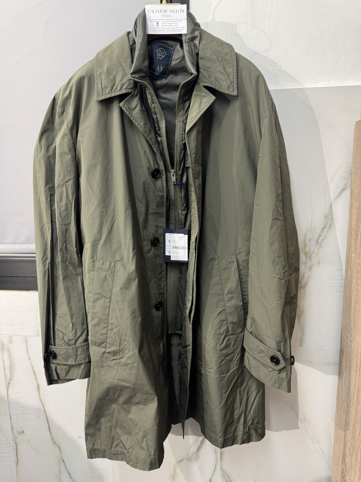 Fay Impermeabile Uomo 2 Pezzi Verde Militare Luxury Fay Uomo M