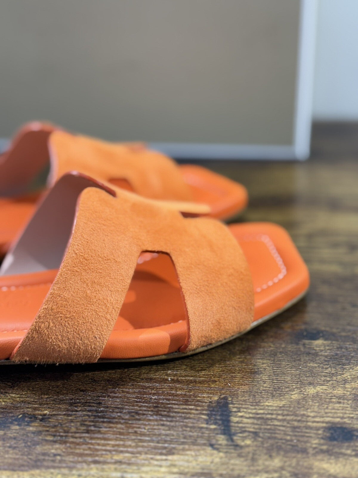 Capri Sandalo Donna In Suede Orange Soft Fatto A Mano In Italia Fondo Cuoio 38