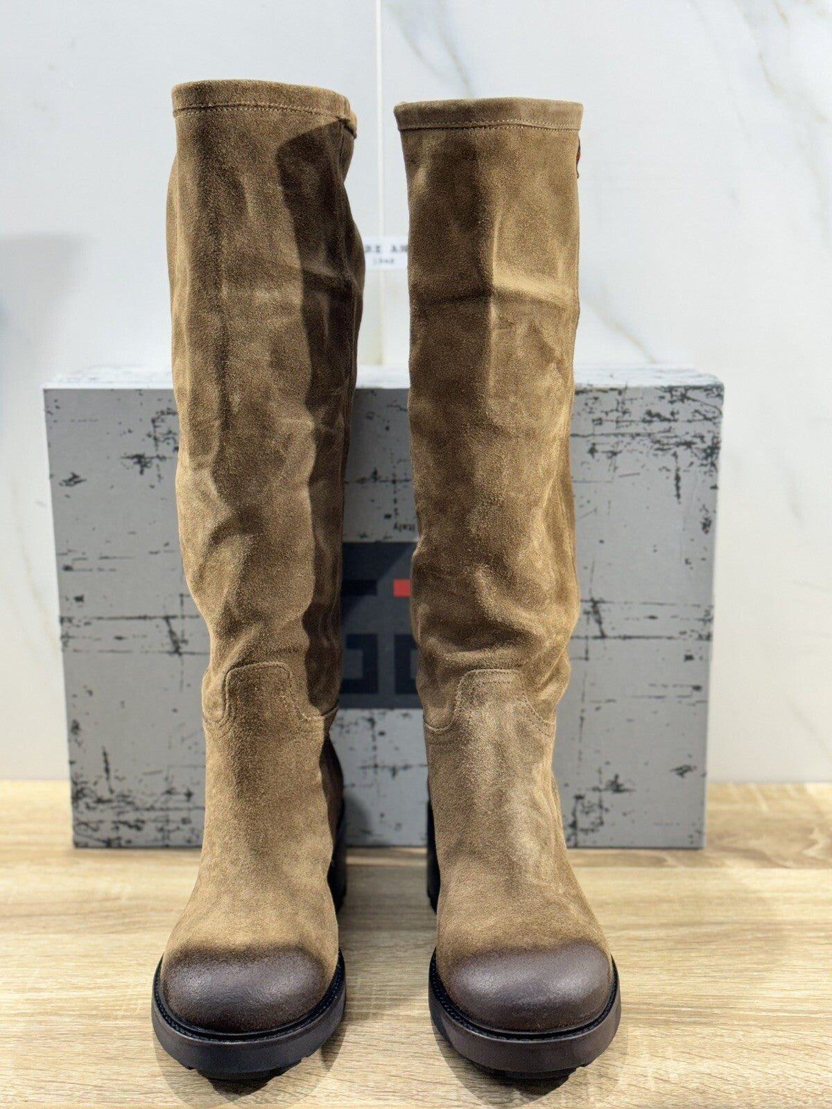 Gio + Stivale Donna Suede T Moro Con Tacco Casual Boot 40