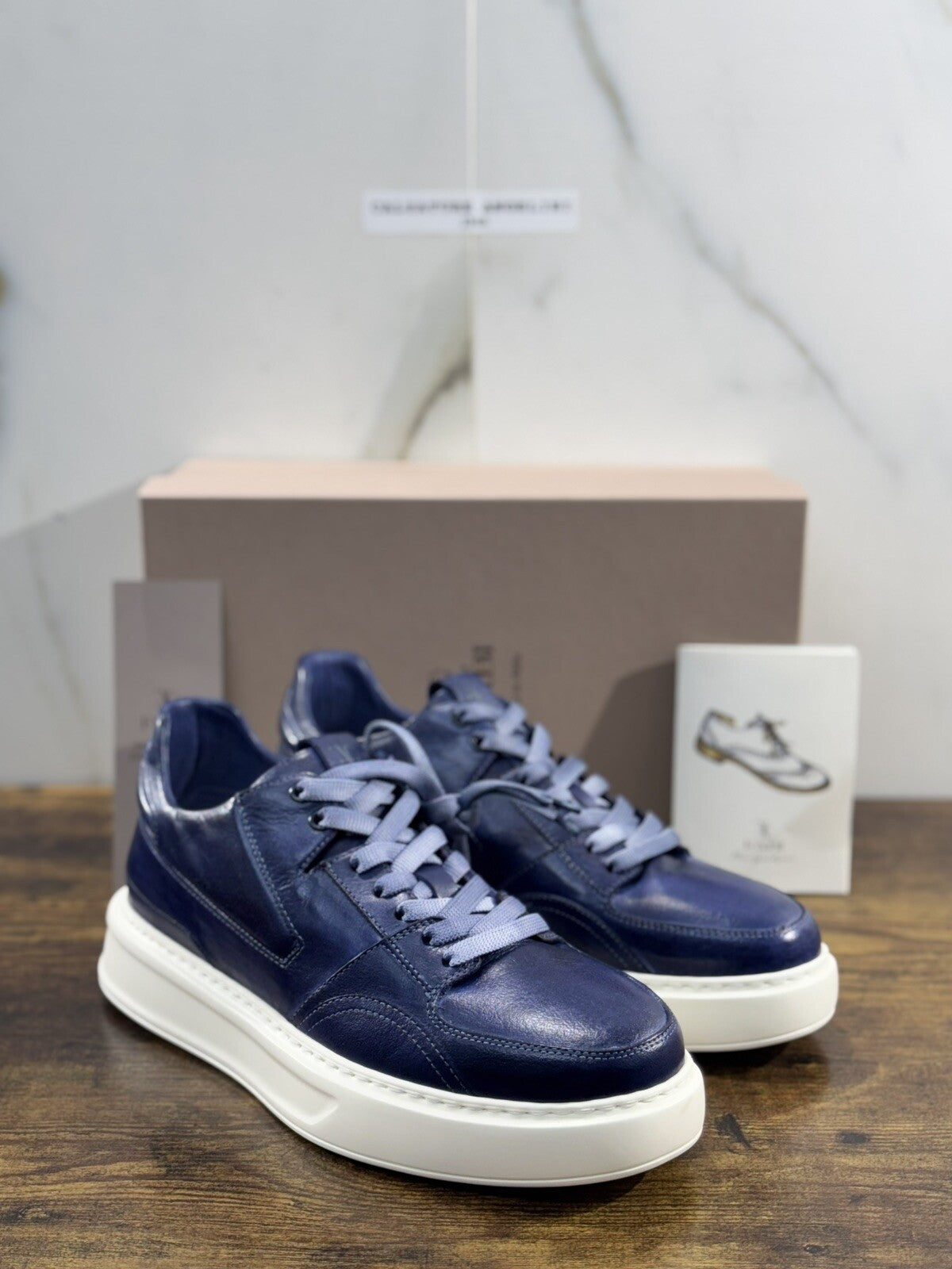 Fabi Sneaker Uomo Icon Pelle Anticata Blu Extra light Casual Shoes 42