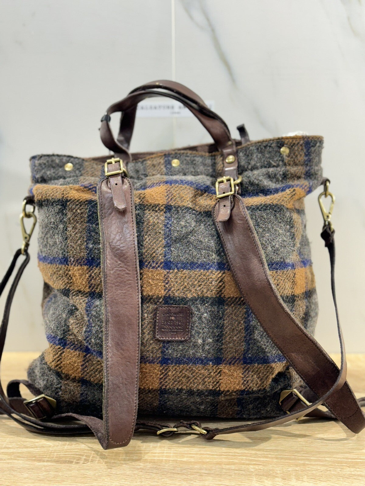 Campomaggi Zaino Donna Tartan Vacchetta Tessuto Marrone Luxury Backpack
