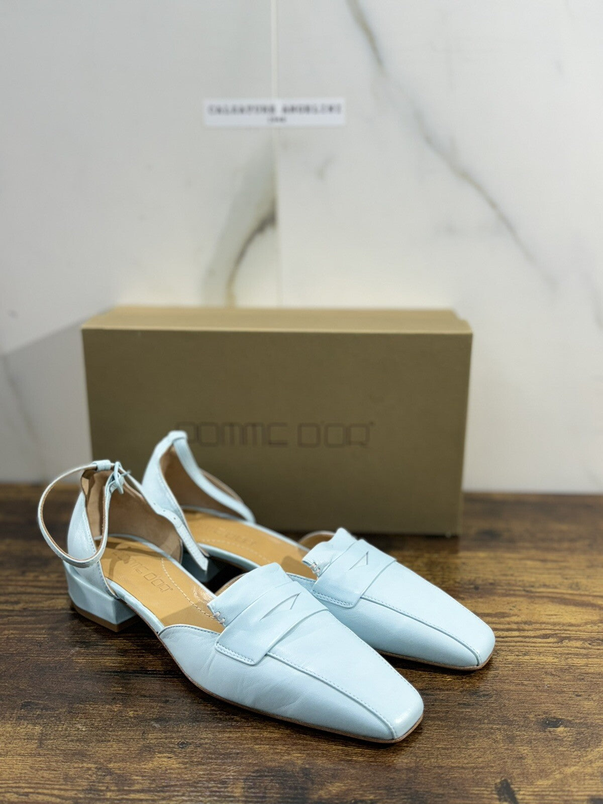 Pomme D’or Sling Back Donna Pelle Cielo Luxury Handmade Woman Pomme D’or 39