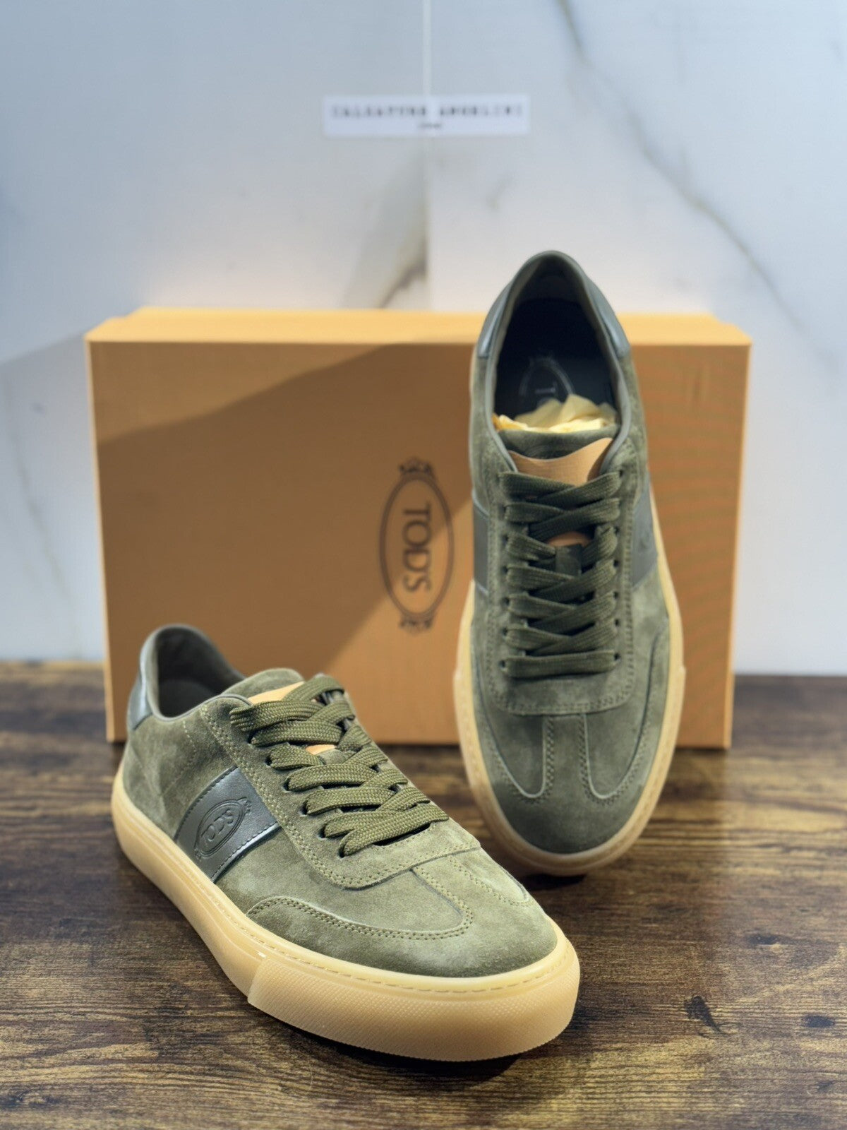 Tod’s Sneaker Uomo Luxury Tod’s Casual Men Shoes Suede Verdone 41