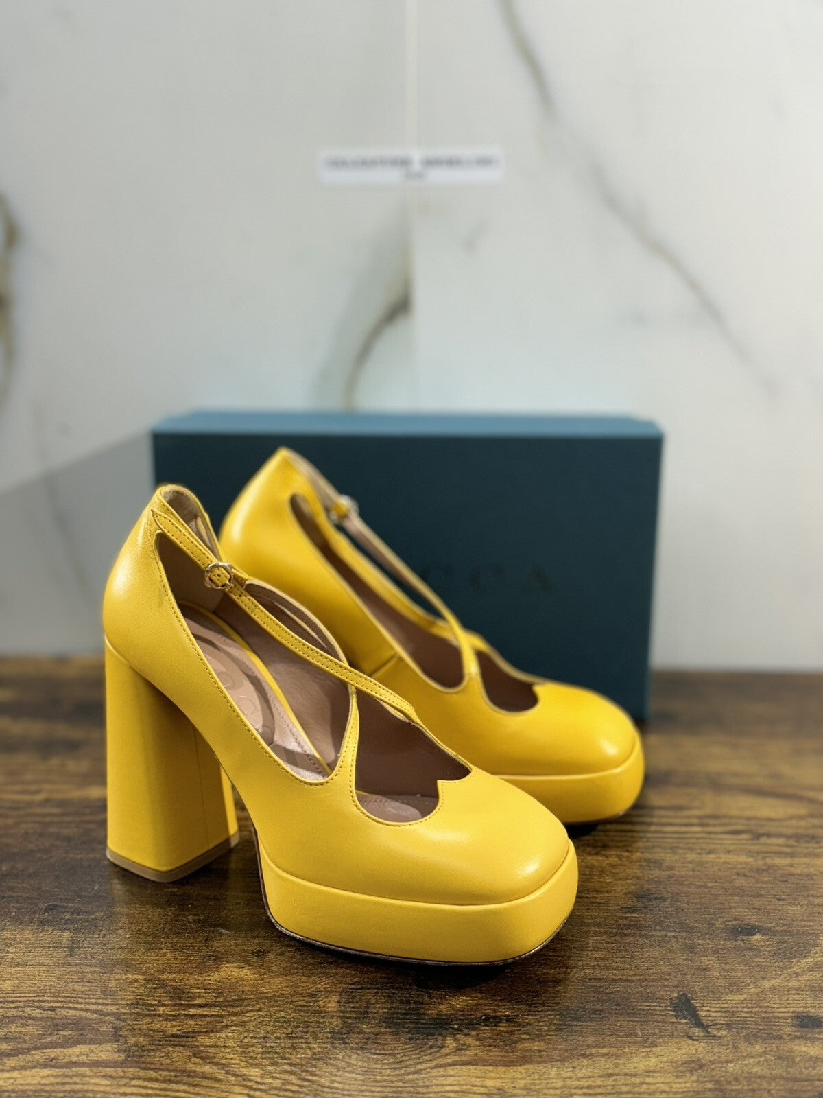 A.Bocca Decollete’ Donna Pelle Canarino Luxury Woman Shoes 38.5