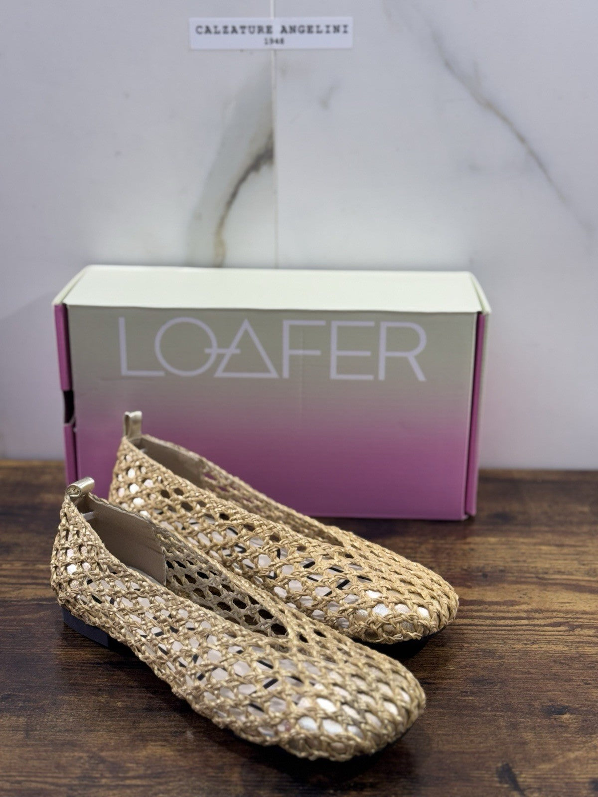 Ballerina Loafer Holes Pelle Oro Intrecciata Donna 37