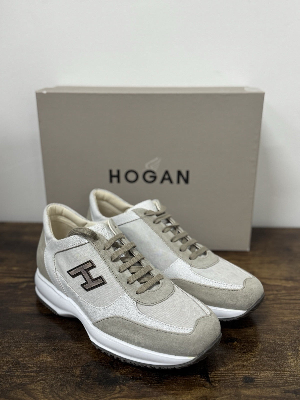 Hogan New Interactive Pelle Suede Bianca Vintage Casual Sneaker Hogan Uomo 41.5