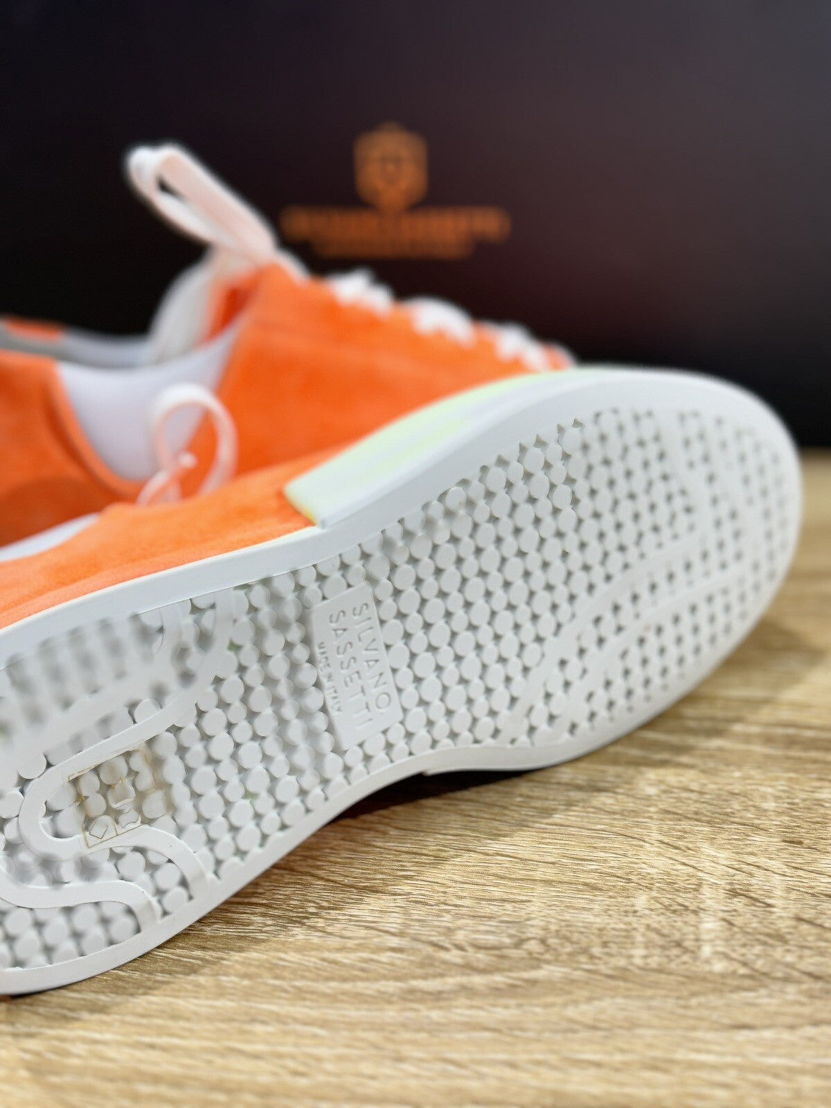Silvano Sassetti Sneaker Donna Suede Orange Luxury Craftmanship Casual Shoes 36