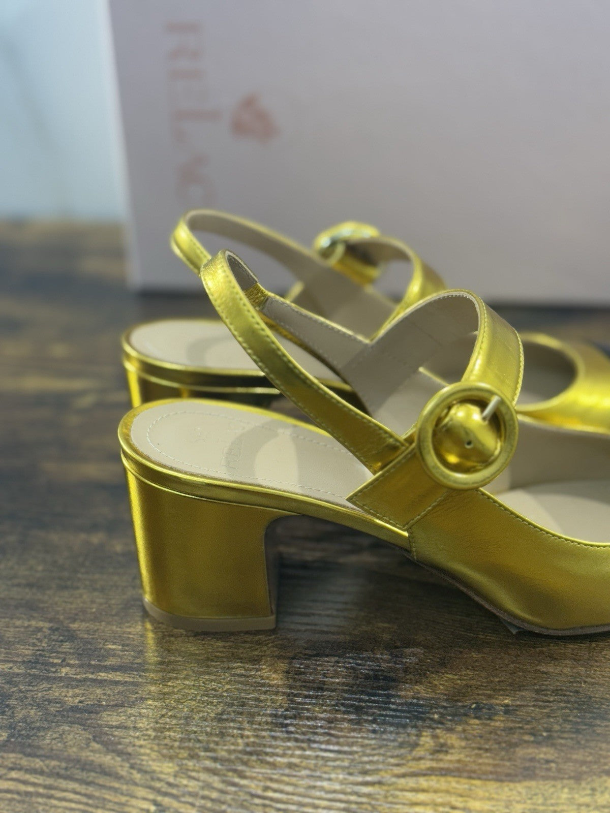 Relac Décolleté Sling Back Pelle Oro Nero Luxury Made In Italy Donna 37