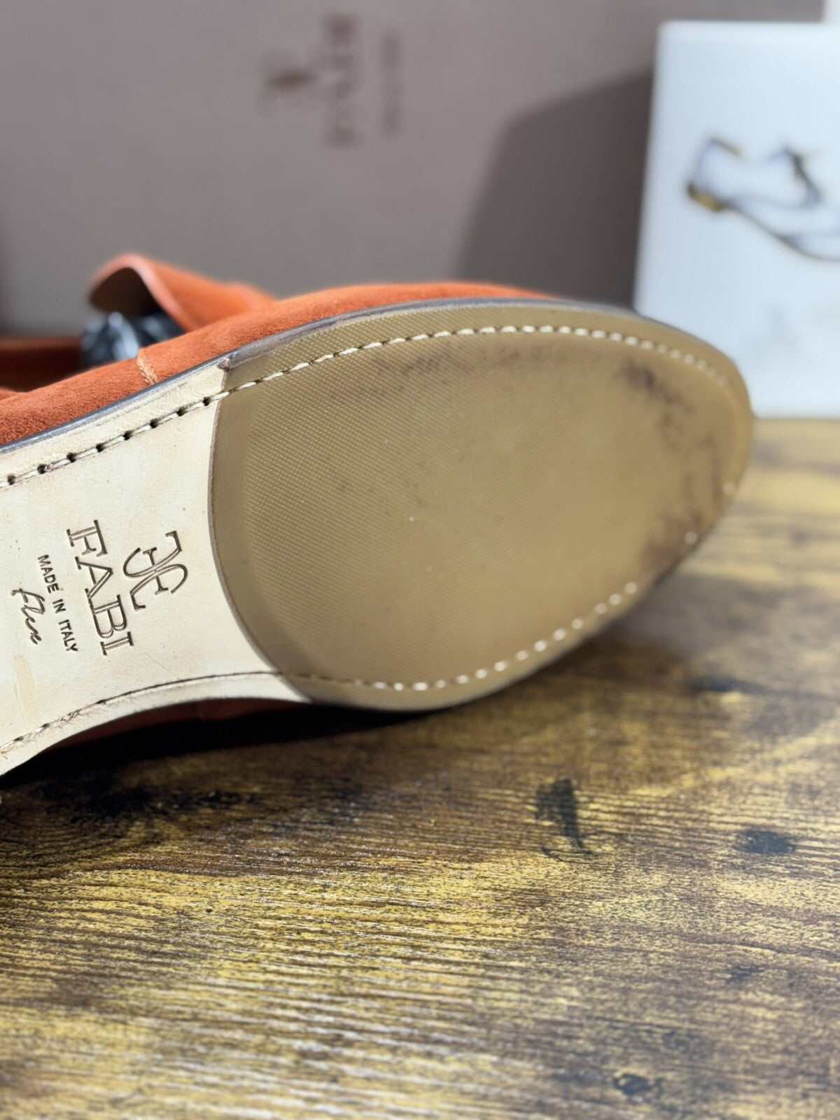 Fabi Mocassino Uomo Suede Ruggine Goodyear Handmade Fabi Luxury Loafer 43