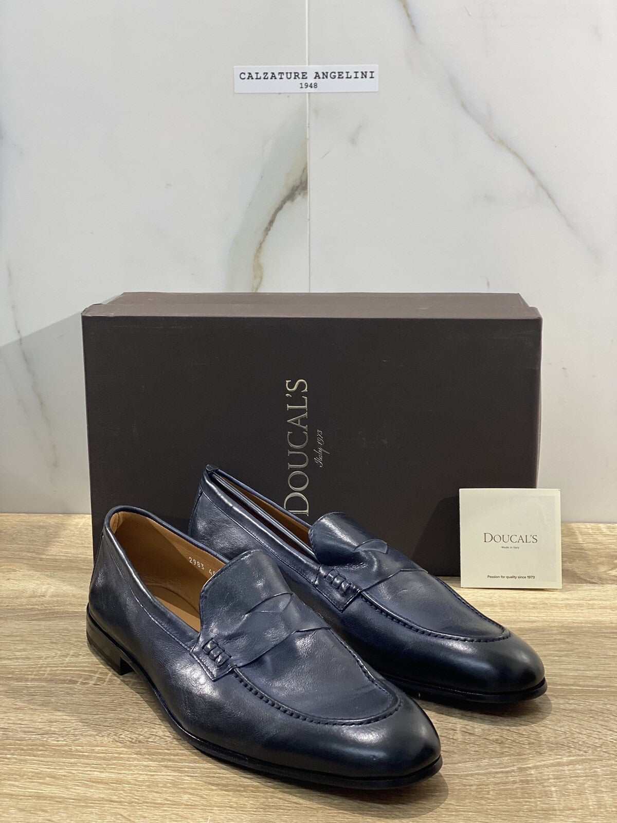 Doucal’s Mocassino Uomo Chetta Pelle Blu Ultra Flexible Luxury Men 45