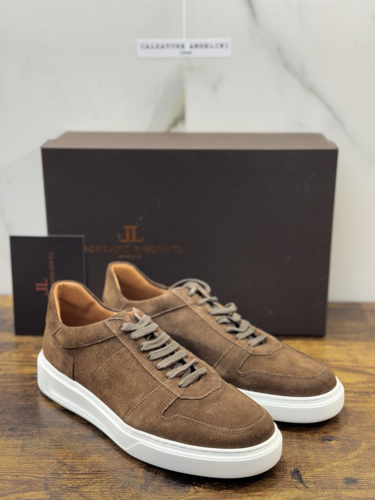 Rossano Bisconti Snekaer Uomo Suede Chocolate Fully Made In Italy 41