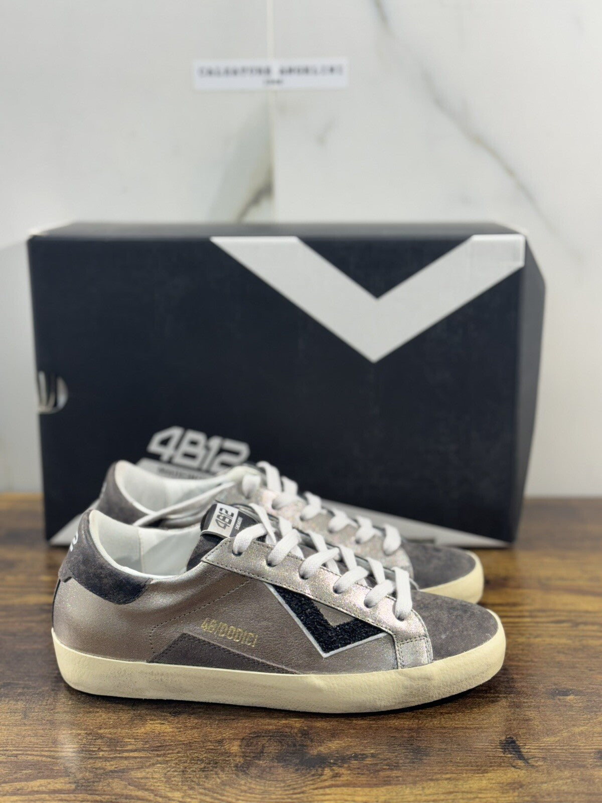 4B12 Sneaker Donna Suprime Pelle Grey Nero casual shoes men sneaker 38