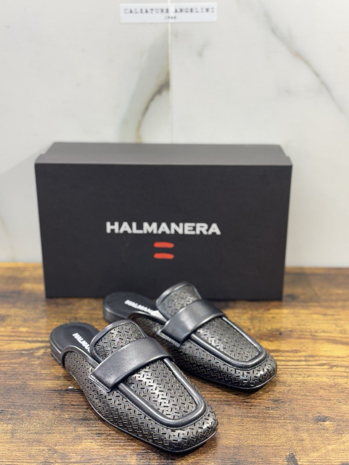 HALMANERA Sabot Pelle Nero Mules Luxury Made In Italy Donna 41