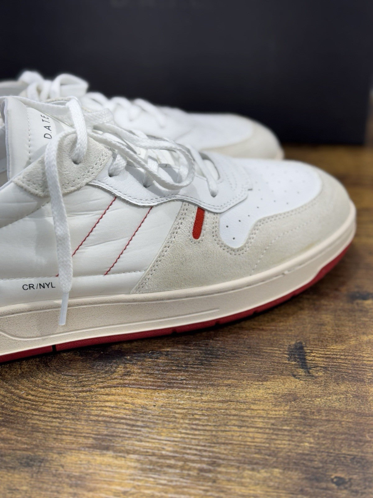 D.A.T.E Court Uomo sneaker Pelle White Red Casual Shoes 45