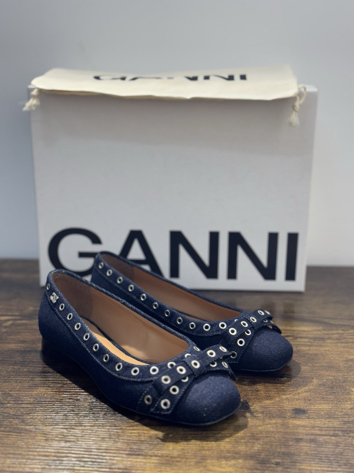 Ganni Ballerina In Denim Blu Casual Ganni Scarpa Donna 39