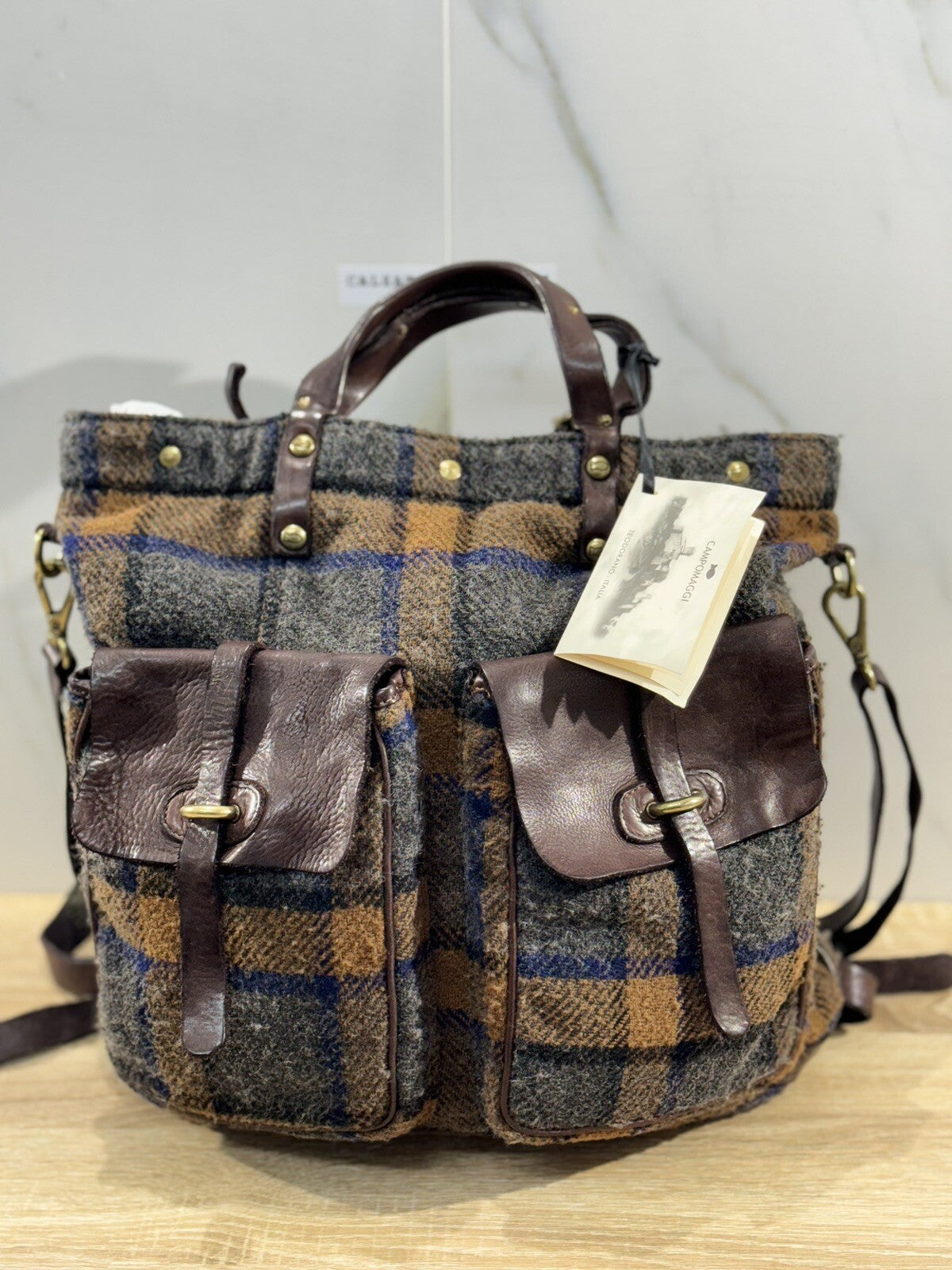 Campomaggi Zaino Donna Tartan Vacchetta Tessuto Marrone Luxury Backpack