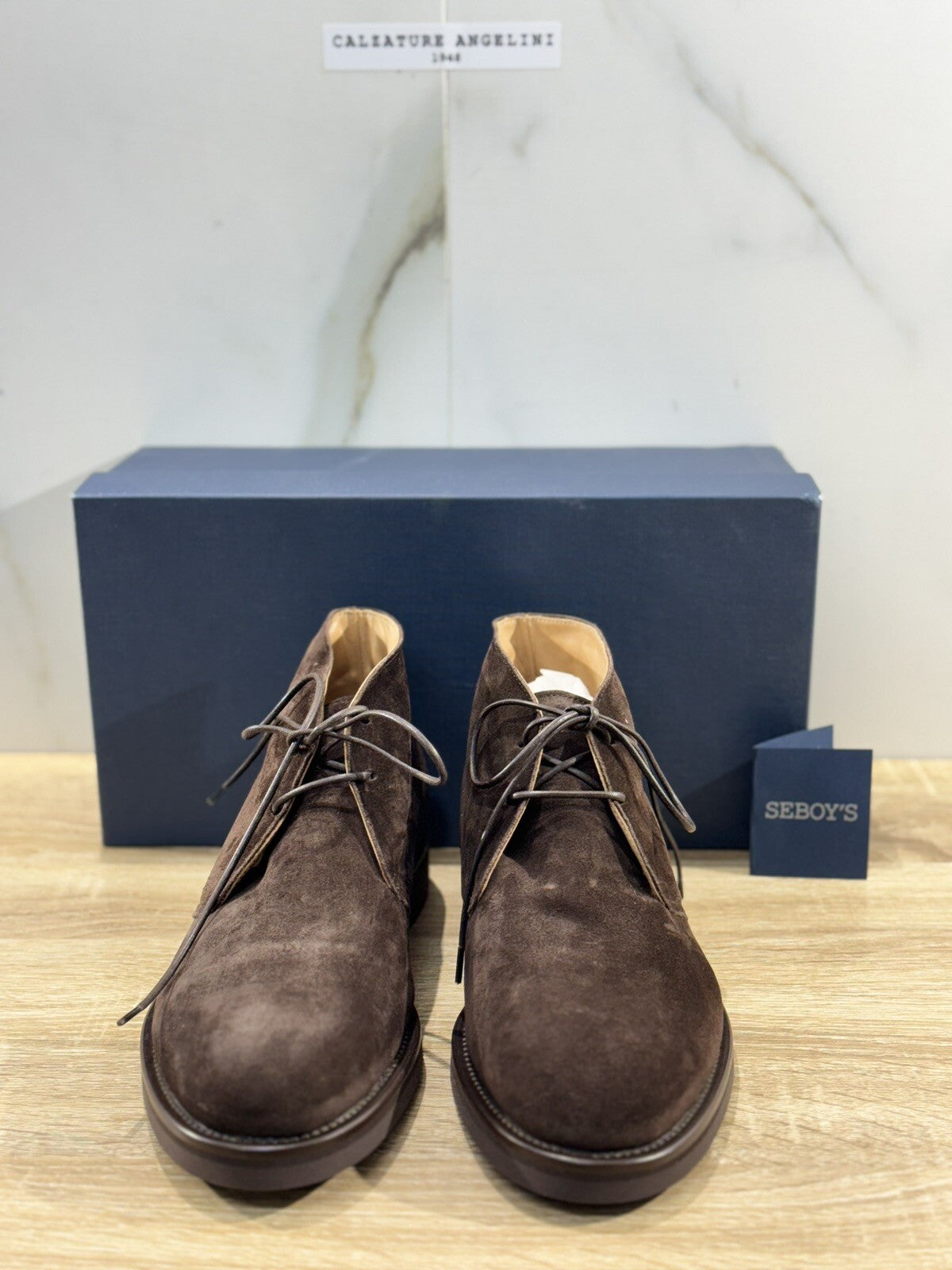 Seboy’s Polacchino Uomo Suede Testa Moro Fondo Vibram Made In Italy 40
