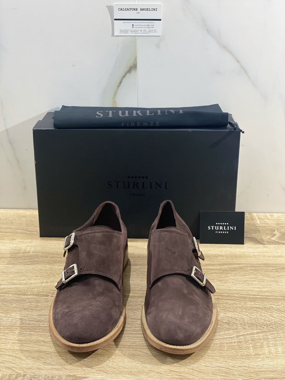 Sturlini Firenze Doppia Fibbia uomo 25001 Suede Cashmere Moka handamde 42