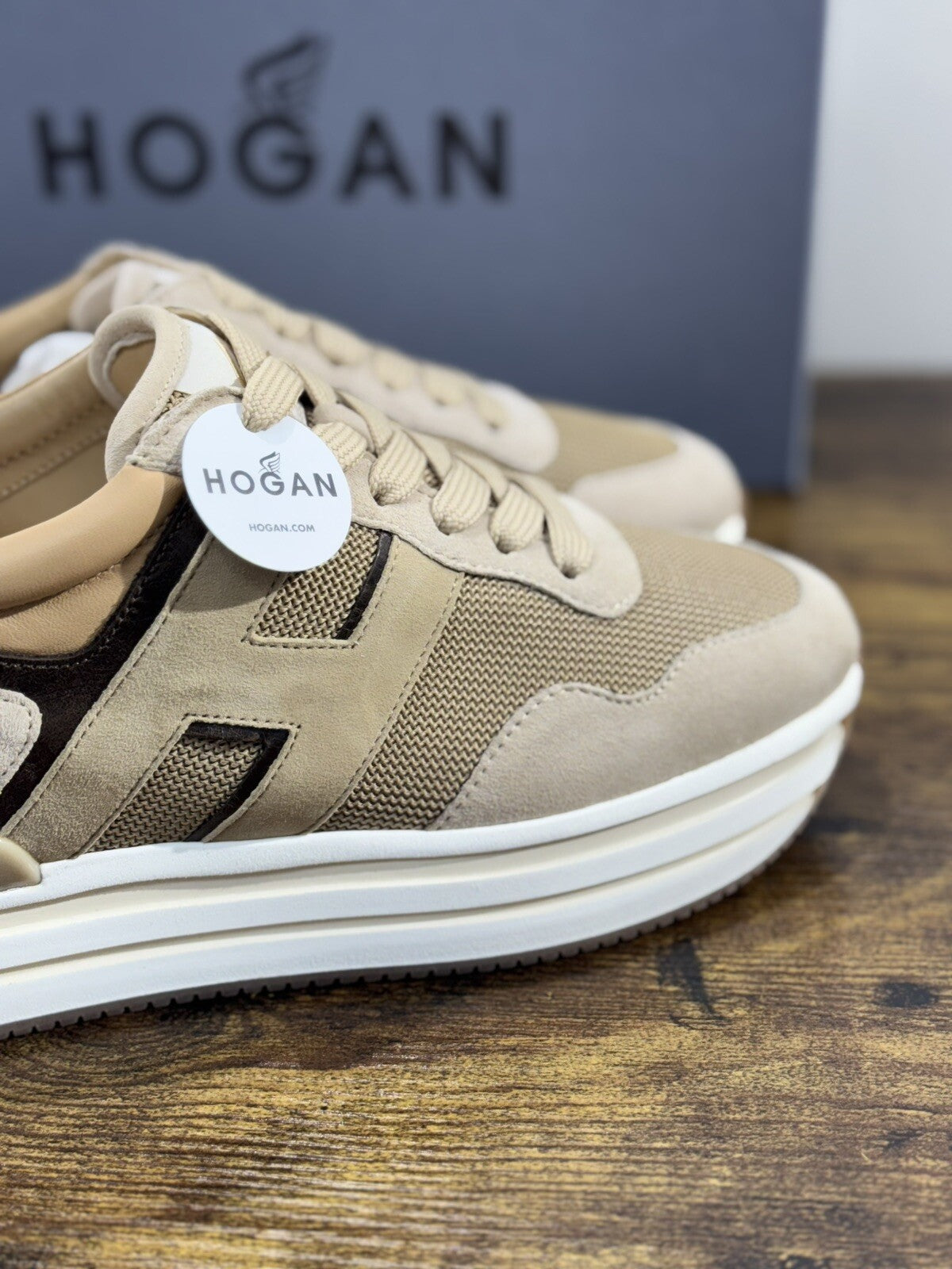 Hogan H483 Donna Sneaker Suede Beige Luxury Hogan Woman 39