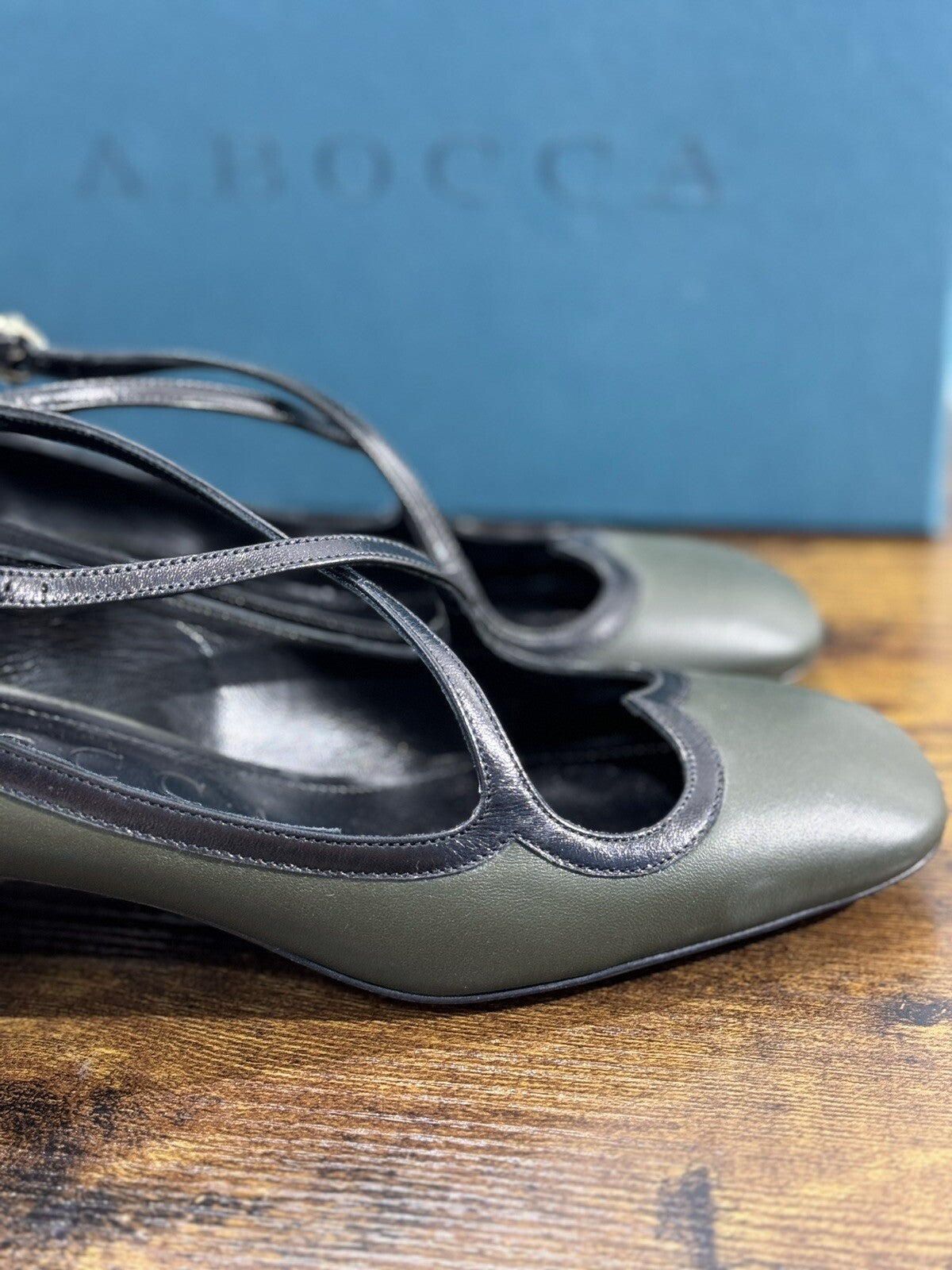 A.Bocca Two For Love Scarpa Donna Pelle Verdone Con Tacco Luxury Handmade 37