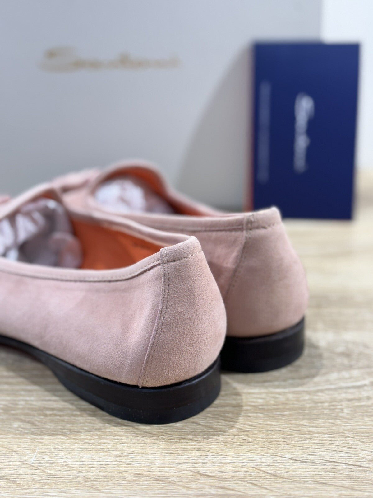 Santoni Mocassino Uomo Light Pink Suede Men Shoes Santoni Goodyear 44