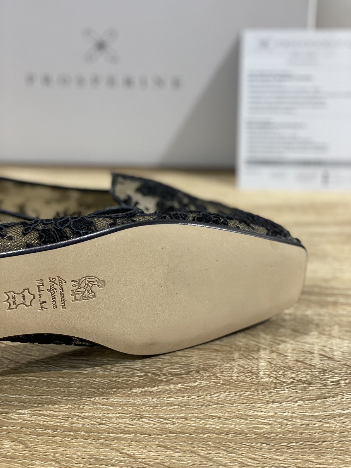Prosperine Donna Ballerina Lavorazione Sacchetto Pizzo Rete Nero 39