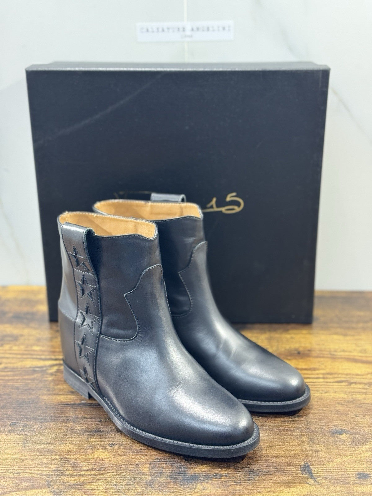 Via Roma 15 Stivaletto Pelle Nero Stelle Via Roma Donna 40