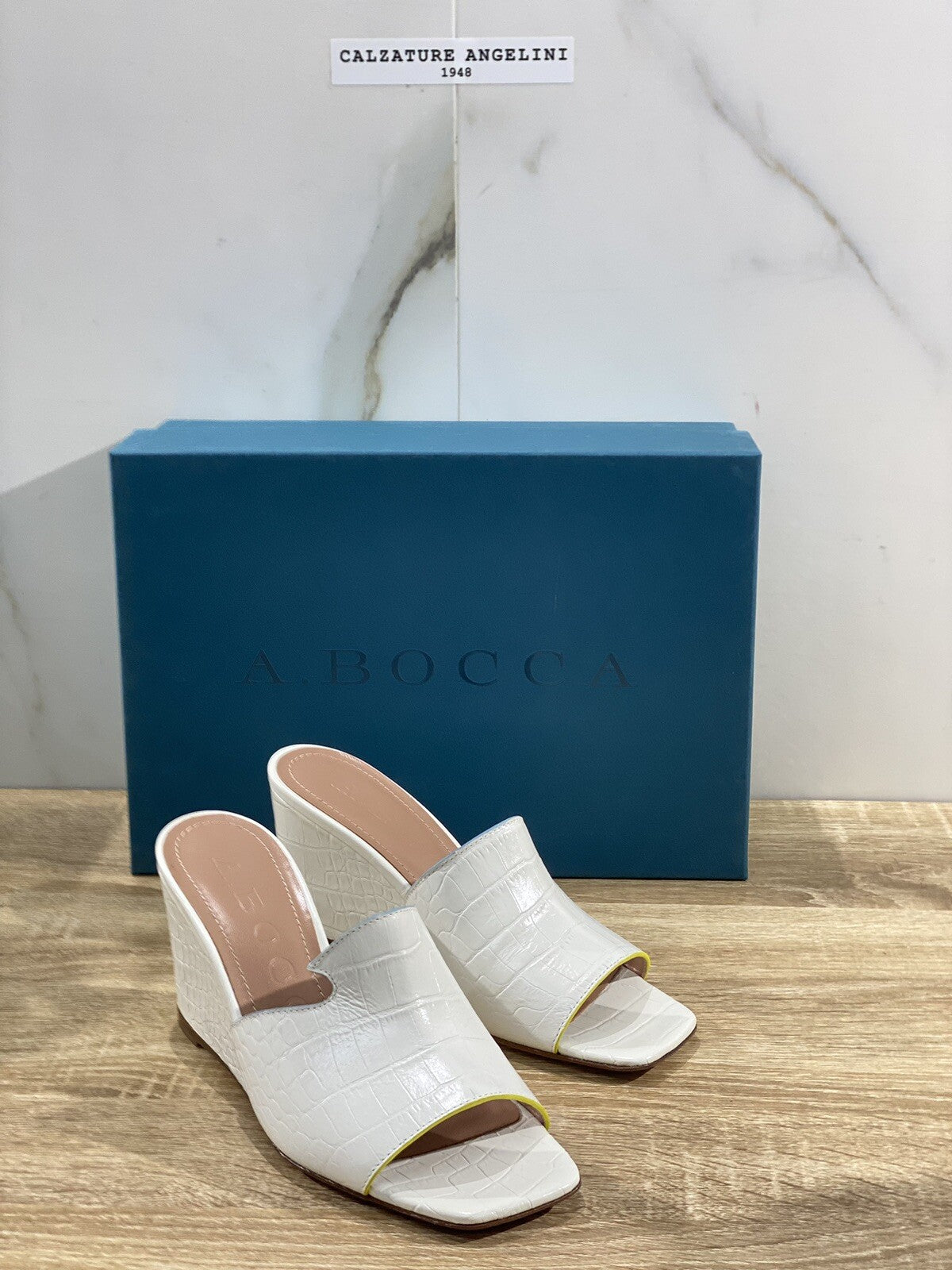 A.Bocca Sandalo Zeppa Donna Pelle Bianco luxury woman Shoe A.Bocca 36