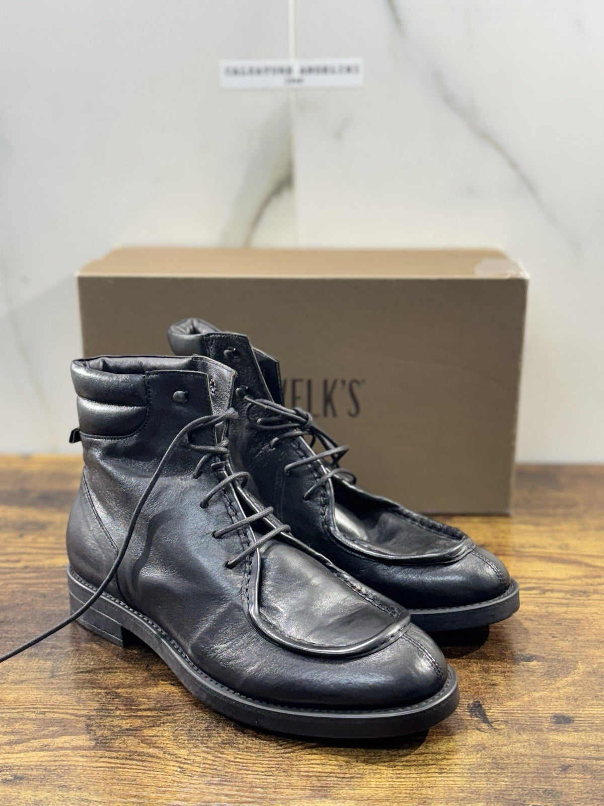 Pawelk’s Anfibio Uomo Pelle Nera Hand Made Made In Italy 40