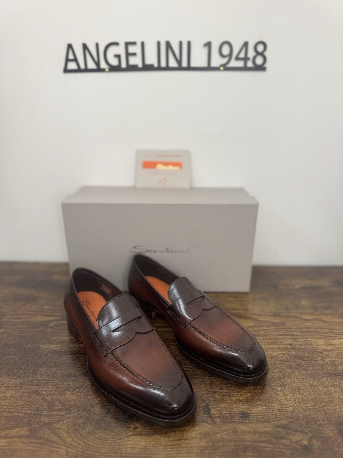 Santoni Mocassino Goodyear Pelle Anticata Luxury Scarpa Santoni Uomo 41