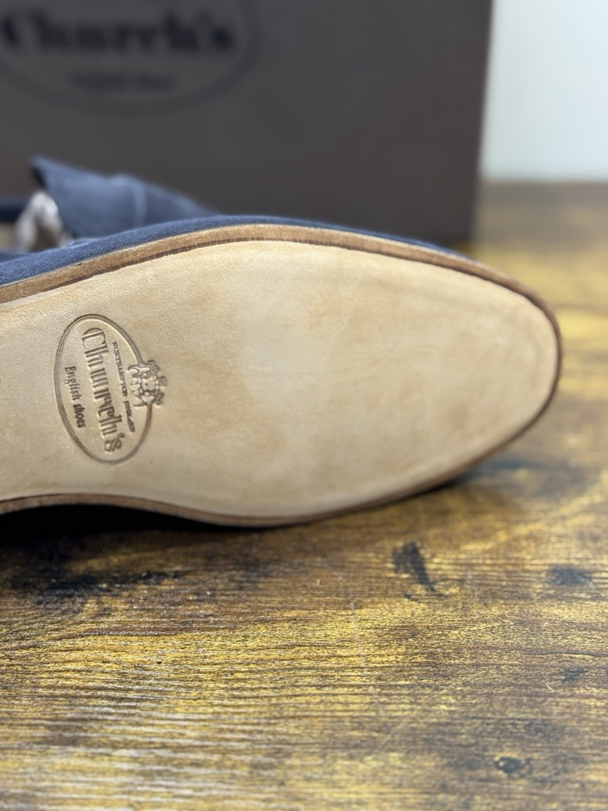 Church’s Maltby Mocassino Fondo Cuoio In Suede Blu Luxury Uomo 44