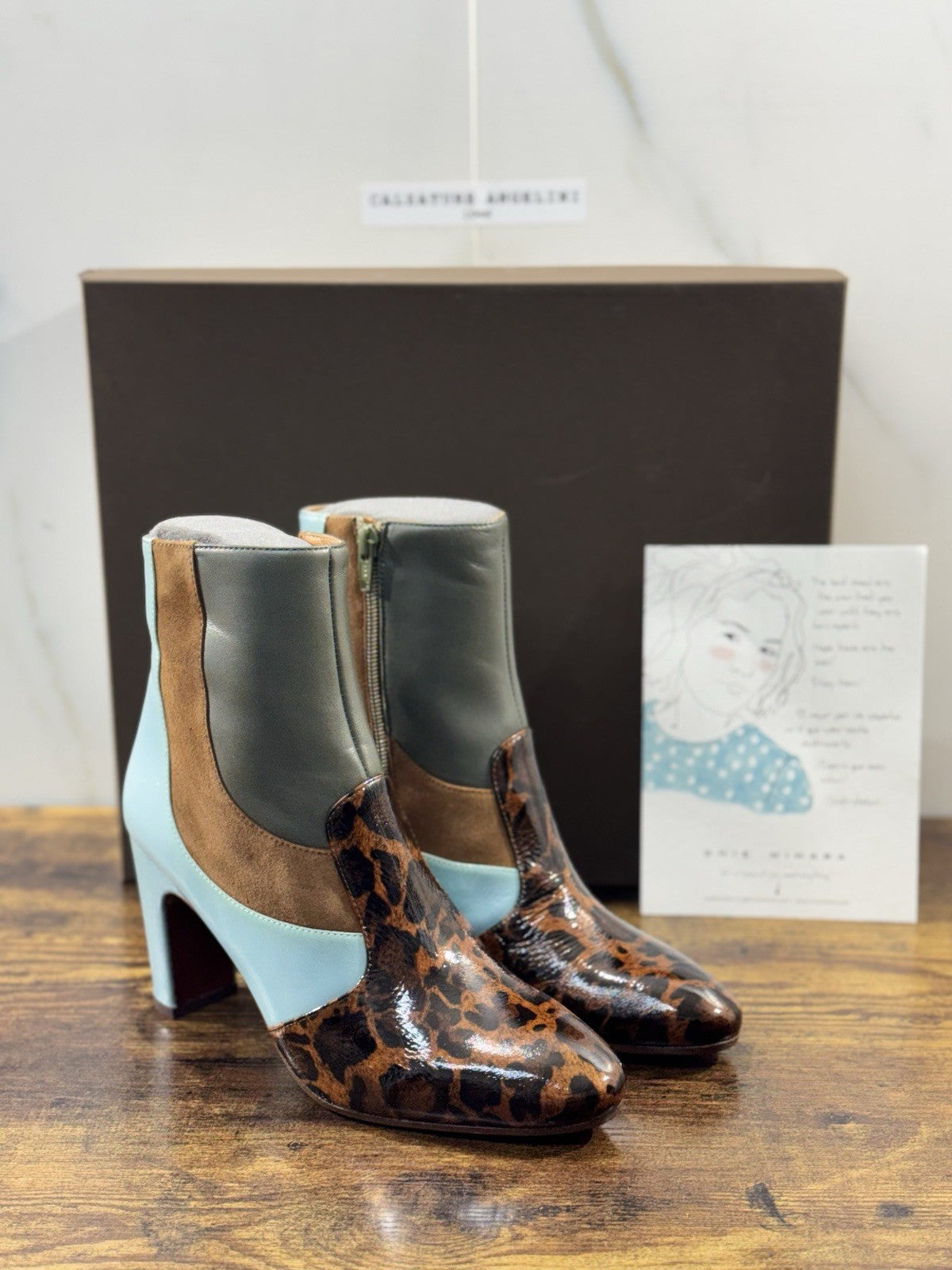 Chie Mihara Stivaletto Donna Etusa Pelle Celeste Cuoio Luxury Boot 37