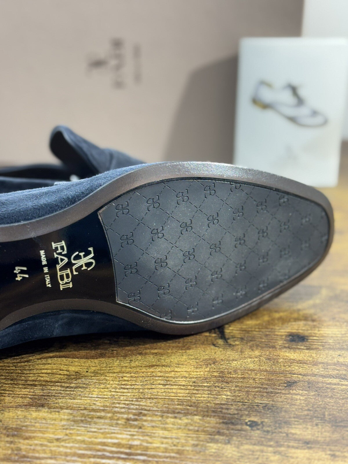 Fabi Mocassino Uomo Pelle Blu Suede Luxury Handmade Fabi Handmade Loafer 44