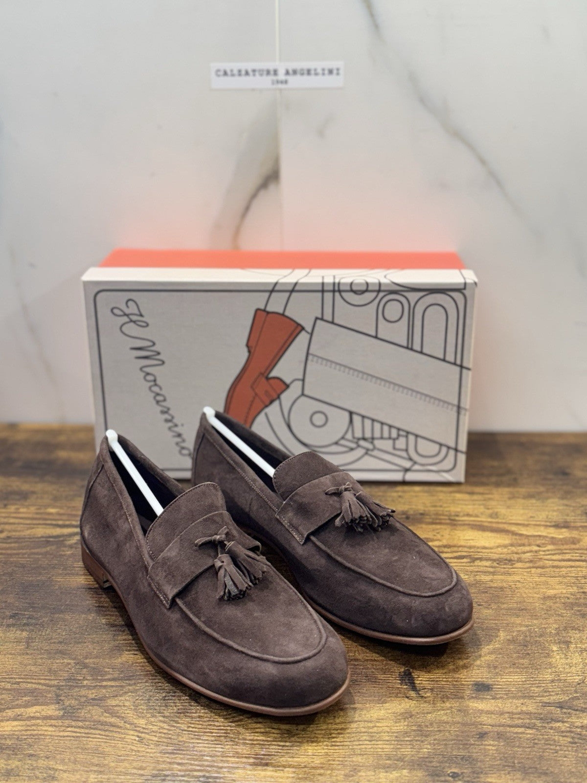 Il Mocassino Tasca Scarpa Suede Marrone 100% Fatta In Italia Mocassino Uomo 42