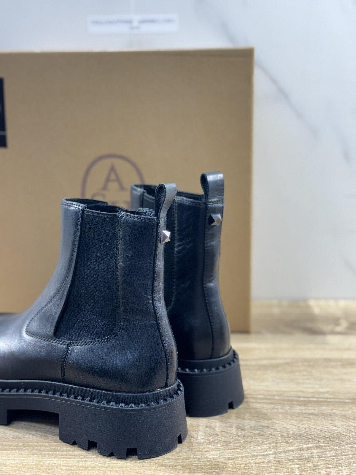 Ash Genesis Stud Combat Boot Donna Pelle Nero Casual Boot Ash 40