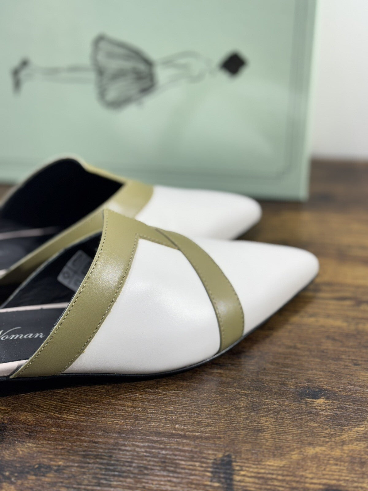 The Other Woman Sandalo Sabot Donna Pelle Bianco Oliva Made In Italy 37