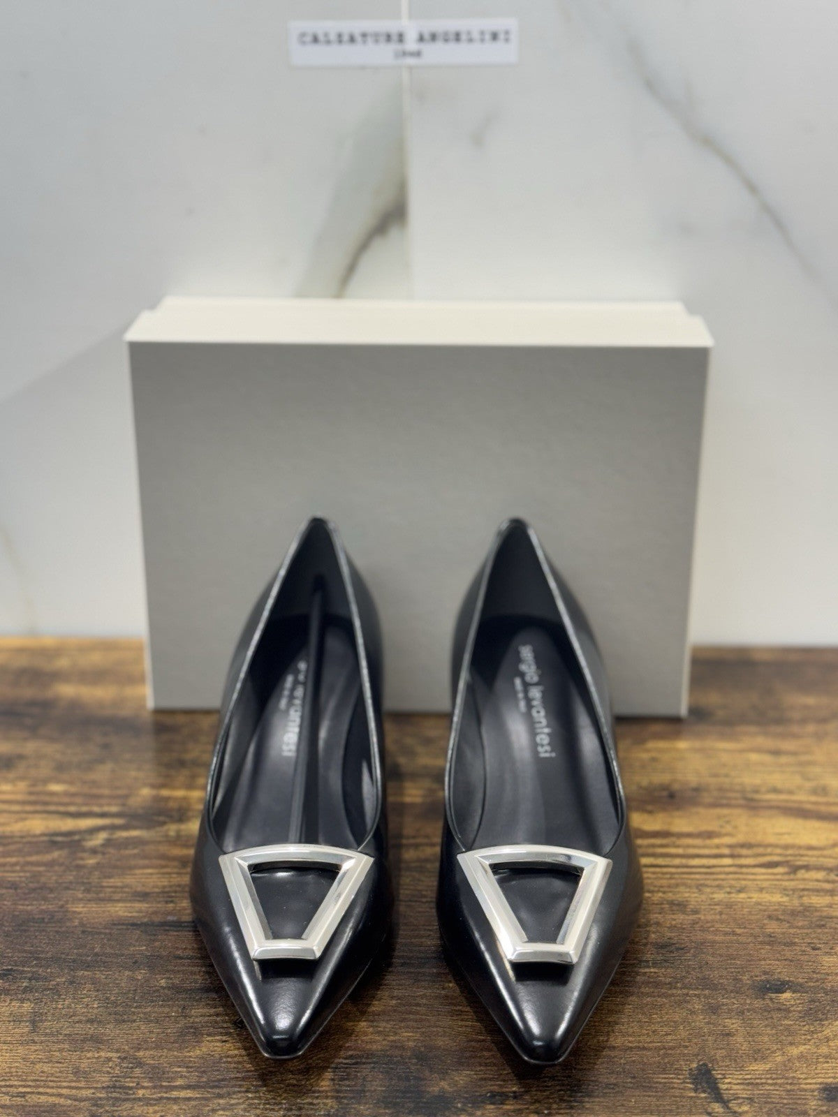 Sergio Levantesi Décolleté Pelle Nero Luxury Made In Italy Donna 40