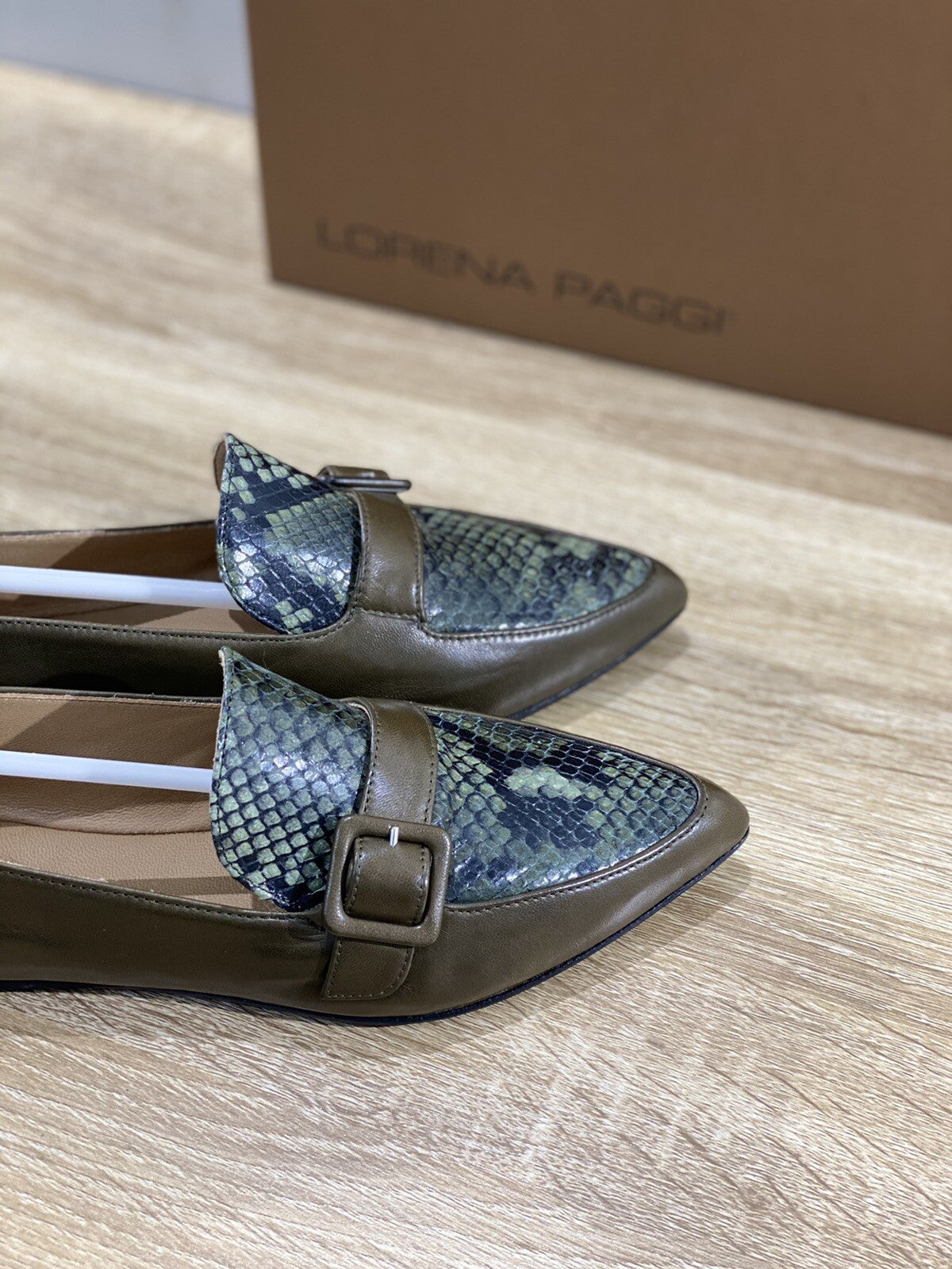Lorena Paggi Mocassino Donna 02203 In Pelle Olive Made In Italy 39