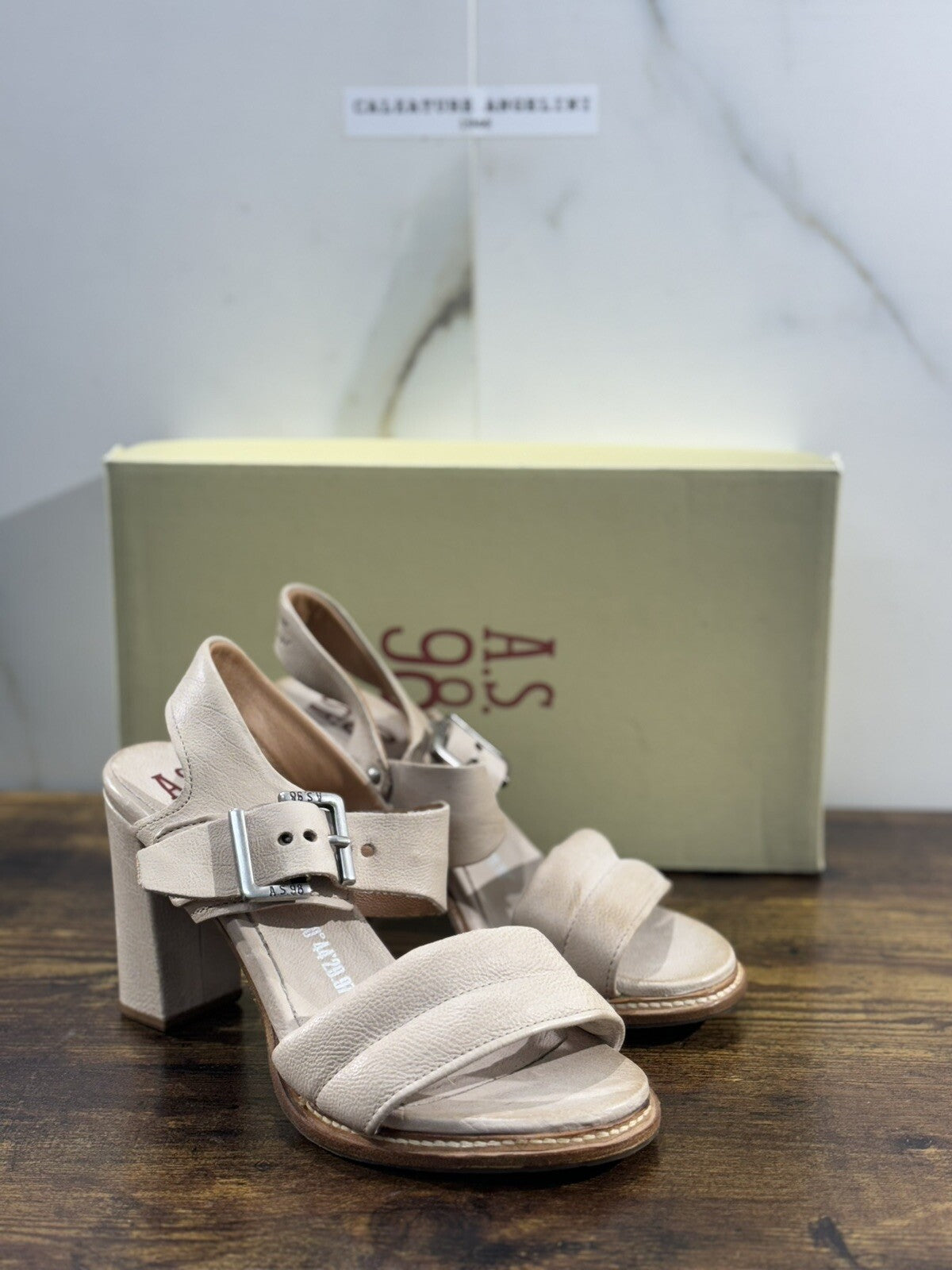 A.S. 98 Sandalo Donna Con Tacco Pelle Dust Causal Woman Pelle 38