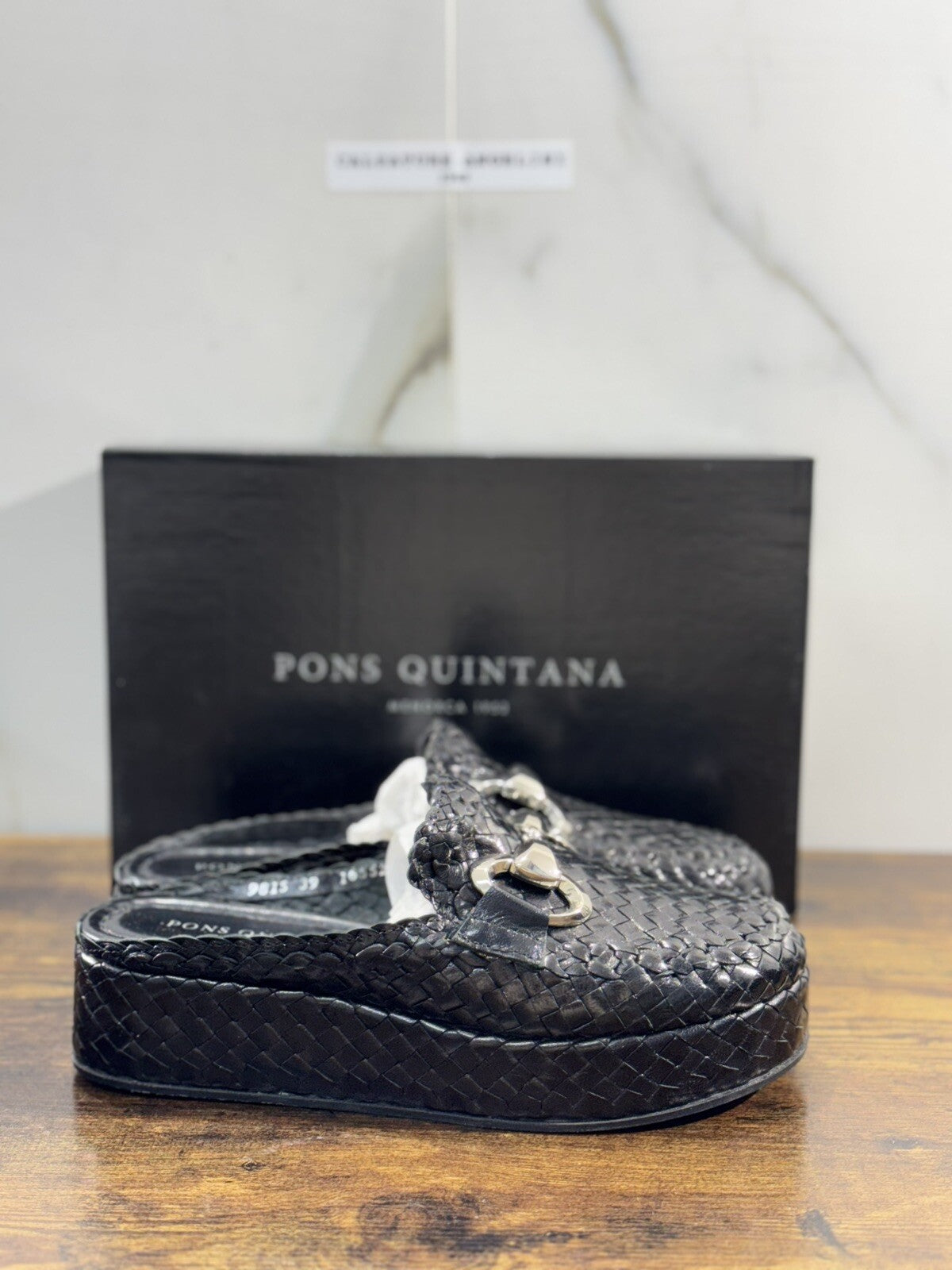 Pons Quintana Sandalo Donna Forlì’ Pelle Nero Handmade Zeppa 39