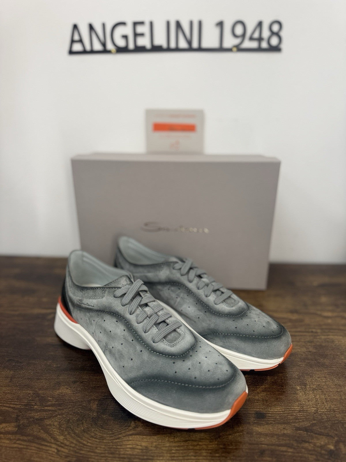 Santoni Bounce Sneaker Pelle Grey Casual Luxury Santoni Scarpa Uomo 44