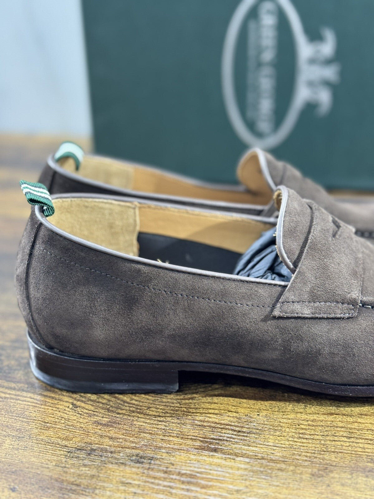 Green George Mocassino Uomo Suede Testa Moro Luxury Handmade Men 40