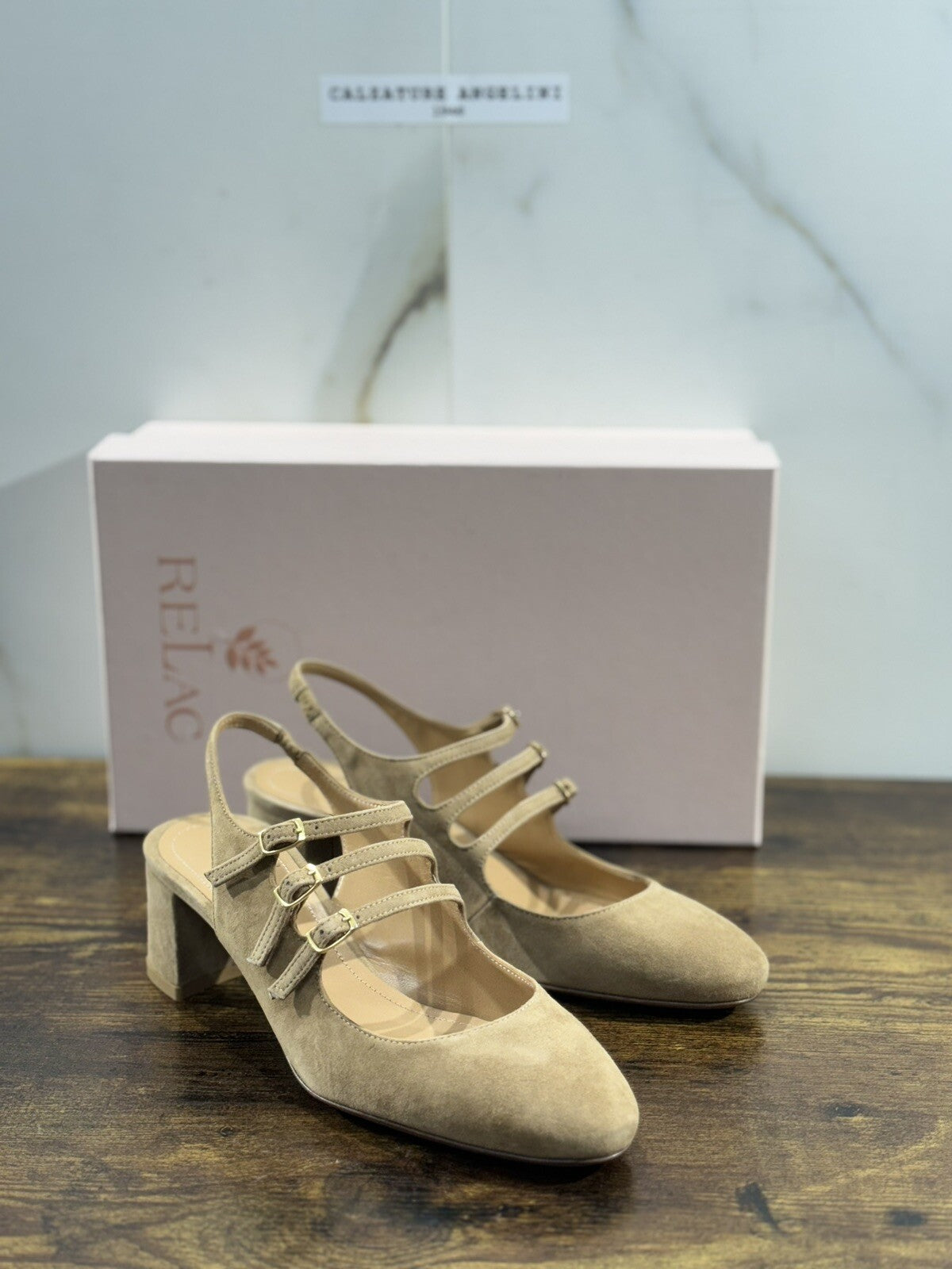 Relac Scarpa Donna Maryjane Suede Beige Luxury Handmade Shoes Relac 38.5