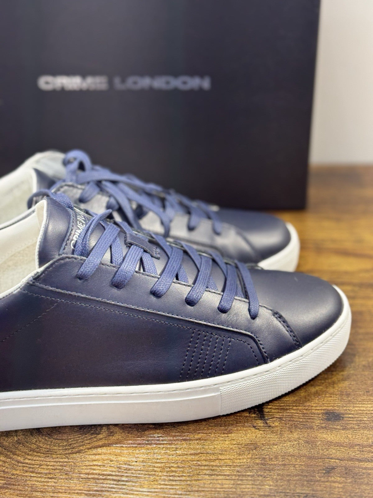 Crime London Sneaker Uomo Low Top Essential Pelle Blu Casual Men Shoes 44