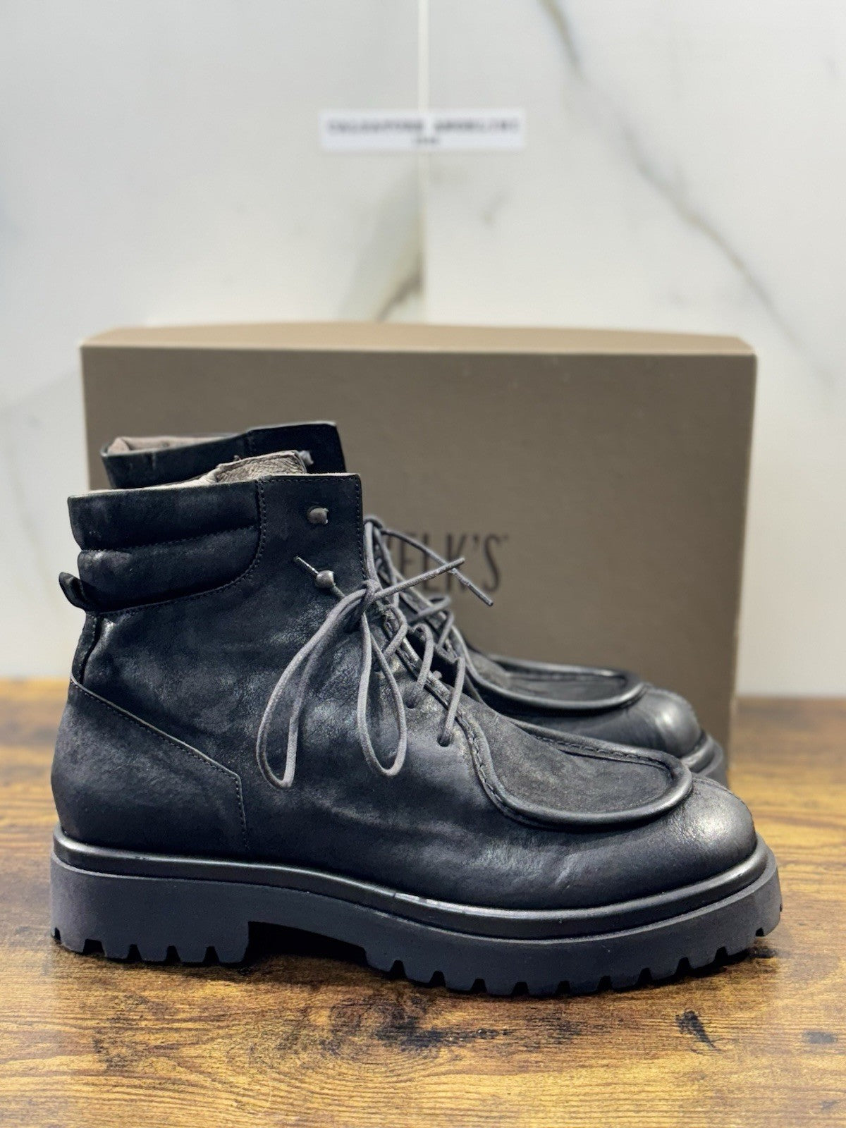 Pawelk’s Anfibio Uomo Pelle Nera Hand Made Made In Italy 45